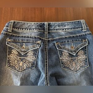 Nine West Jeans Date Night Dark Wash Embellished Mid Rise Cropped Jeans 30/10